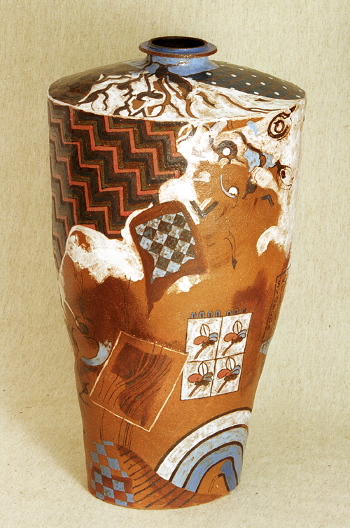 #01b - režná kamenina, malba glazurou, výška 75cm, 1999